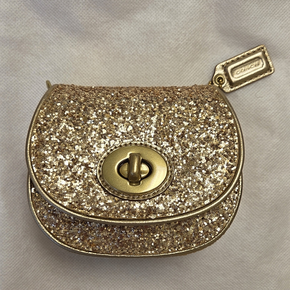 Coach Gold Mini Bag Sparkling Saddle Design